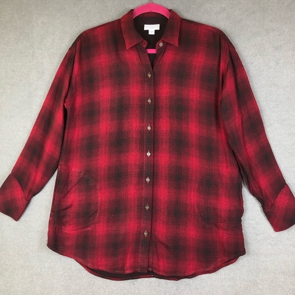 J. Jill Tops - J. Jill Plaid long sleeve oversized button down shirt size XS